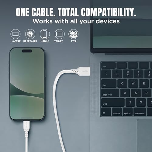 Image of Intex SPEED 3A USB to Type C Fast Charging & Data Sync Tangle Free Cable, Output 480 Mbps for BT Speaker, Mobile, Tablet, TWS & Other Type C Devices- White