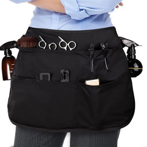Tablier de coiffeur avec 5 poches, ceinture réglable pour plus de confort, tablier de travail en polyester résistant à la décoloration pour coiffeur,...