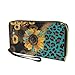 Coldinair Leopard Sunflower Print Wallets for Women PU Leather Credit Card Holder with RFID Blocking Waterproof Large Capacity Wristlet Handbag