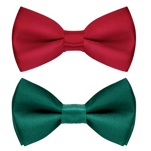 2PCS Kids Bow Ties Solid Color Satin Bow Tie for Child Boys Toddlers Wedding Party Dress up