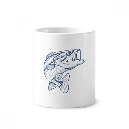 Pot à brosse à dents céramique anti-basculement motif poisson bleu 350ml