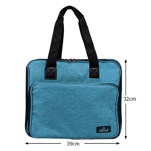 ATTERET Full Range Embroidery and Cross Stitch Starter Kit with Premium Storage Organizer Bag, Includes 99 DMC Coded Cotton Threads, 9 Metallic Floss, 3 Hoops, Needles, Scissors + More (Turquoise)