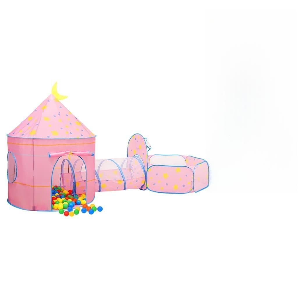 Mangloder Spielzelt mit 250 Bällen Rosa 301x120x128 cm, 3-in-1 Kinderzelt mit Bällebad, Krabbeltunnel, Spielhaus, geeignet für drinnen und draußen
