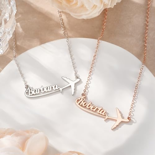 callie Personalized Airplane Necklace - Custom Name|Birthstone Travel Aircraft Pendant, Jewelry Gifts for Women Flight Attendant Pilots3