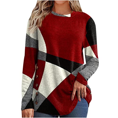 Casual Color Block Long Sleeve Tops for Women Fall Geometric Graphic Crewneck Loose T Shirts Slouchy Tunic Blouses Casual Color Block Long Sleeve Tops for Women Fall Geometric Graphic Crewneck Loose T Shirts Slouchy Tunic Blouses