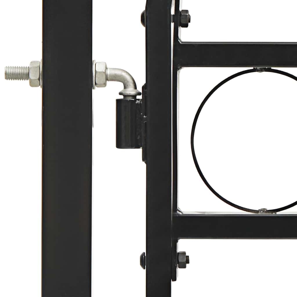 vidaXL Fence Gate Double Door with Arched Top Outdoor Garden Patio Yard Lockable Durable Stable Entryway Fencing Barrier Door Steel 400x150cm Black