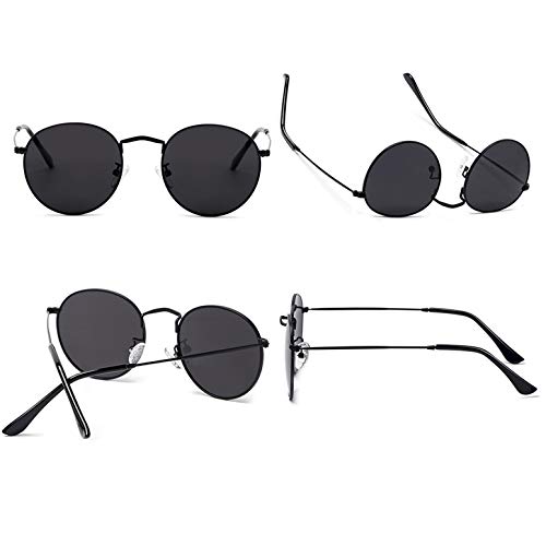 Image of Small Round Polarized Sunglasses Retro Men Women Mirrored Lens Metal Frame Circle Sun Glasses Shades
