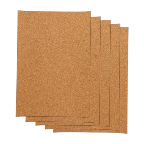Wellrun 5pcs A4 Self Adhesive Cork Sheets Peel and Stick Cork Backing Board for Coasters DIY Crafts Wall and Floor Decoration
