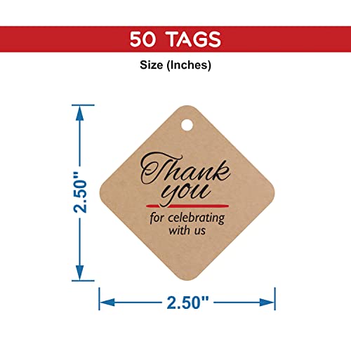 Image of Clickedin - Thank You Brown Tags for Packaging with String 50 Pieces