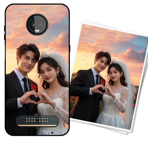 WUACYEAMING Funda Personalizada para Moto Z3 Play Carcasa Custom Antigolpes/Antirrayaduras con Diseño de Fotos+Textos - Regalo para Graduaciones/Nacimientos/AniversariosNegro Noche