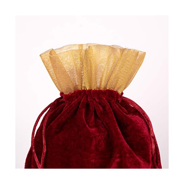 MEHER COLLECTION Women's Velvet Traditional Potli Bags for Return Gifts Large 30x22cm can accommodate upto 1Kg- Large(Maroon) - Image 3