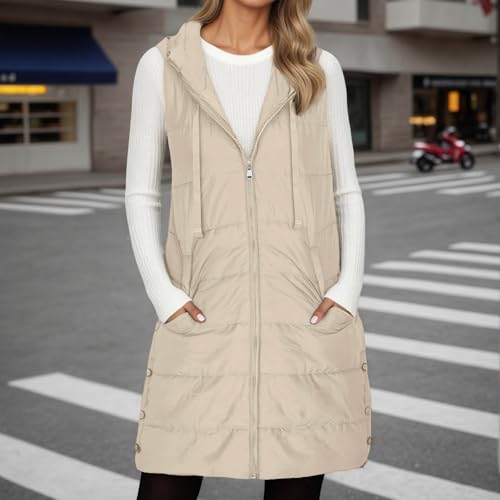 LAMIEN Women Long Quilted Vest Sleeveless Hood Winter Puffer Vest Outwear - image 4