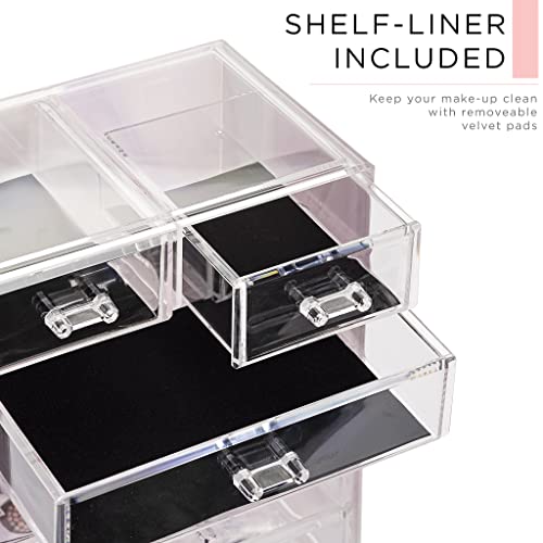 Image of Sorbus Acrylic Makeup Organizer Set, 6-Drawer Vanity & Countertop Cosmetic Storage with Small & Wide Compartments, Tie Dye Makeup Storage for Brushes, Jewelry - Holiday Gift for Women & Teens