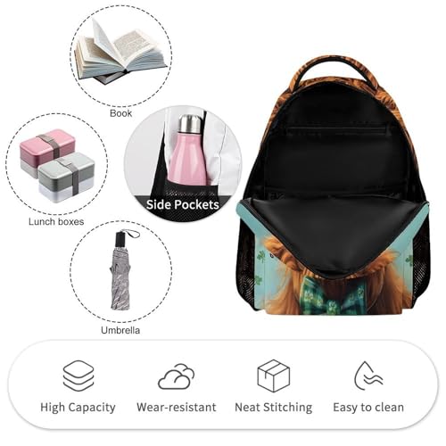 Highland Cow St Patricks Day Travel Backpack Casual Daypack Shoulder Bag with Adjustable Shoulder Straps3