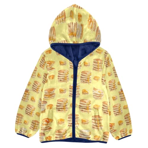 Food Pancakes and Honey Toddler Fleece Jacket Girl Boys Hooded Fleece Jacket Coat Warm Outwear Zip-up 3-10T