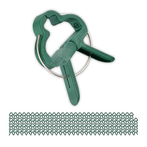 Relaxdays Pflanzenclips, 120 Stück, Pflanzenklammern groß, 4,5 x 6 cm, Klammern für Tomatenpflanzen, Gartenclips, grün