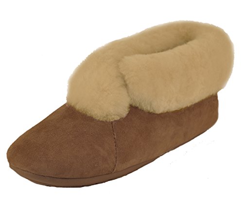 Qwaruba Parisian Suede Sole Sheepskin Slipper brown Size: 7 UK