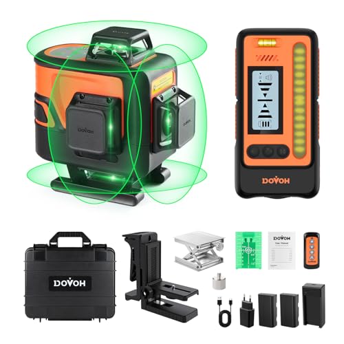 DOVOH Draußen kreuzlinienlaser 4x360° mit Empfänger, Selbstnivellierung 16 Linien Laser Wasserwaage, 400ft lange Reichweite hohe Leistung mit Laserempfänger - LCD-Bildschirm P4-360G DOVOH Draußen kreuzlinienlaser 4x360° mit Empfänger, Selbstnivellierung 16 Linien Laser Wasserwaage, 400ft lange Reichweite hohe Leistung mit Laserempfänger - LCD-Bildschirm P4-360G