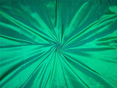 Tissu Dupioni en soie pure perruche X vert mer 137,2 cm au mètre pour couture DUP200