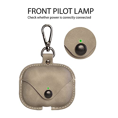 Image of Emmett Case Compatible with Airpods Pro, Premium PU Leather AirPods Pro Case Cover (Grey)
