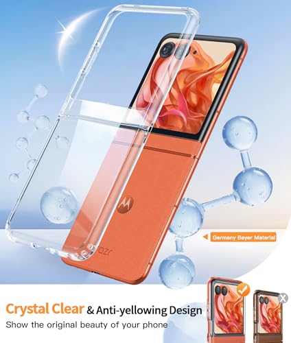 Image of Back Case Anti Fall Shock Absorbing Anti Scratch Slim Hard PC Protective Cover for Motorola Razr 50 -Transparent