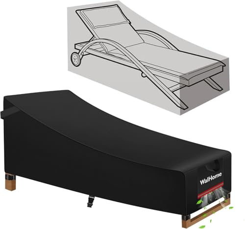 Walhome Housse Transat de Housse Salon de Jardin extérieur imperméable à l'eau Anti-UV, Housse de Chaise Longue de Patio Robuste Housse de Chaise Longue en rotin