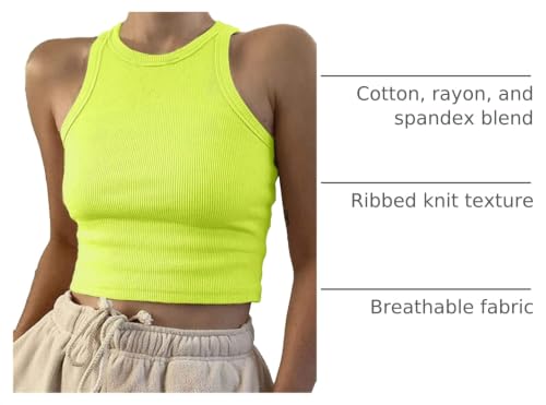 Image of Artfish Women Casual Basic Sleeveless High Neck Rib-Knit Y2k Crop Tank Top