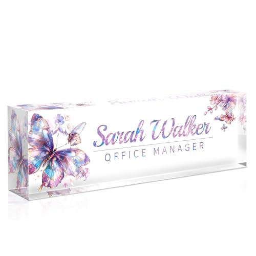 Image of Name Plate for Desk, Desk Name Plate Personalized, Office Decor for Women Men, Acrylic Desktop Accessories, Office Appreciation Gifts for Boss Social Workers Nurse Teacher Employee (Galaxy)