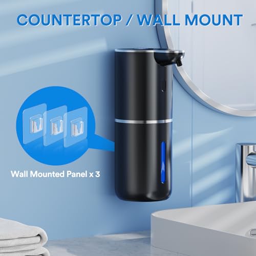 Image of Automatic Foaming Soap Dispenser Touchless, Rechargeable Electric Hand & Dish Soap Dispenser for Bathroom and Kitchen - Smart Digital Display, 6 Adjustable Level, 380ml, Wall Mounted, IPX5