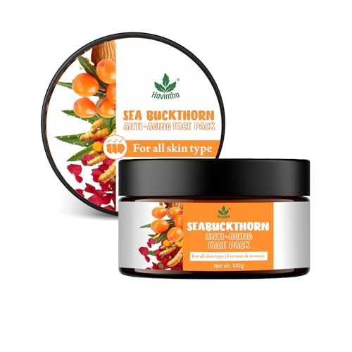 Image of Havintha Sea Buckthorn Anti-Aging Face Pack 100g - Natural Herbal Face Mask for Glowing & Youthful Skin | Brightening Face Pack for Fine Lines, Wrinkles & Dark Spots | Suitable for All Skin Types