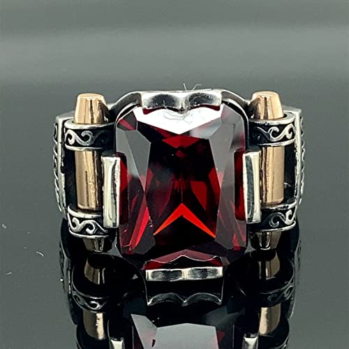 Men Handmade Ruby Stone Ring, Shiny Red Stone Ring, Ottoman Style Handmade Ring, 925K Sterling Silver Ring, Gift For Him #TOP4