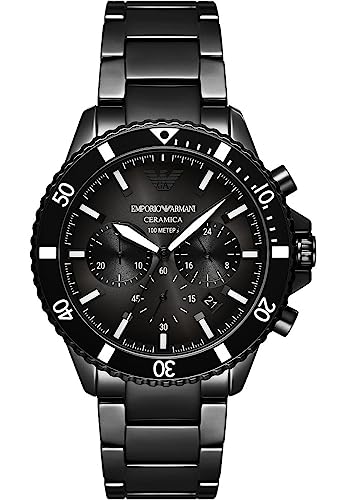 Emporio Armani Herrenuhr quarz/chrono Uhrwerk 43mm Gehäusegröße mit einem keramikarmband AR70010