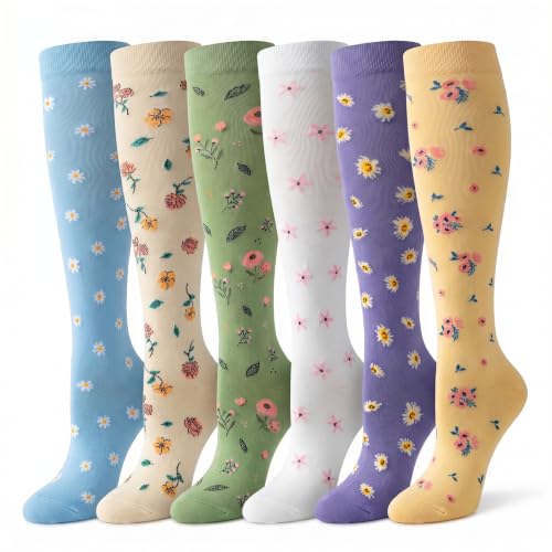 Image of LEOSTEP Compression Socks for Women and Men Circulation, Knee High Stockings Support for Nurses, Cycling, Hiking, Running