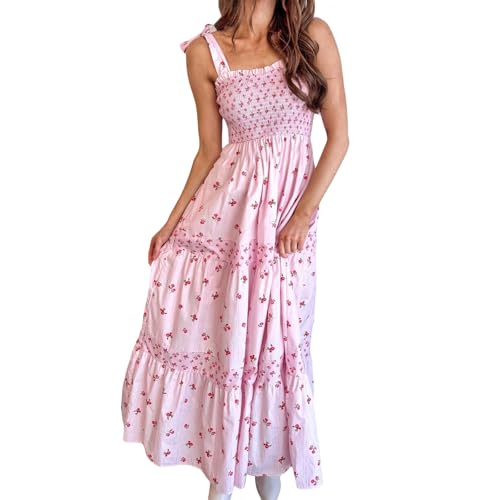 Women Flroal Maxi Dress,y2k Sleeveless Tie Shoulder Floral Tiered...