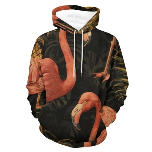 Sweat à capuche flamant rose et ananas pour homme et femme, taille S