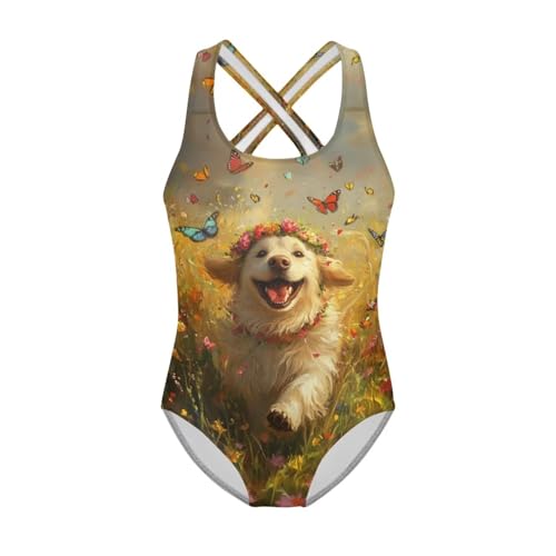 Image of One Piece Swimsuit Girls Cross-Back Bathing Suit 5-14Y Kids Swimwear Cute Swimsuits Sleeveless Bathing Suits