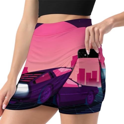 Jupe-short de tennis femme avec poche - Mini jupe sport et golf Sunset