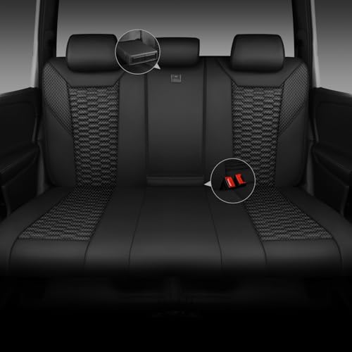 Image of CAR PASS 3D Foam Mesh Leather Back Bench Car Seat Covers,Breathable Rear Seat Cover Universal Fit for Most Cars Sedans SUVs Vans Small Trucks 95% Automotive Backseat, Black