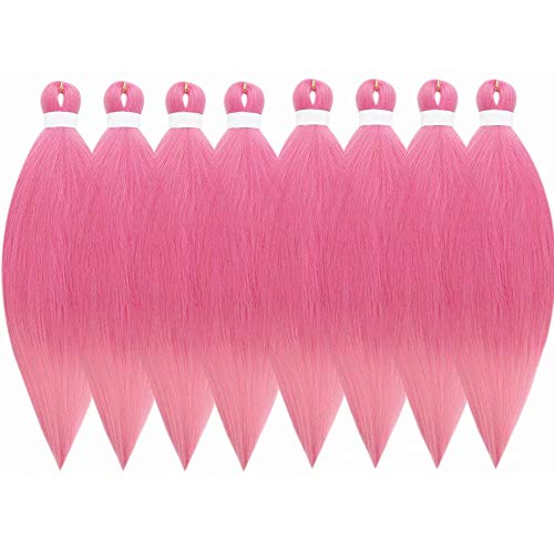 Pink Pre Stretched Braiding Hair 8 Packs By Leticia