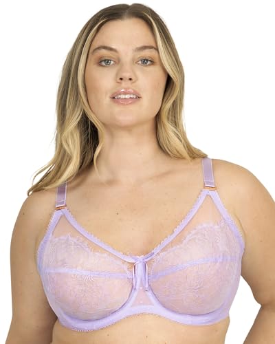 Image of Smart & Sexy Women's Full Coverage Unlined Underwire Bra, Lace & Mesh See Through Bra, Plus Size Lingerie Inspired Retro Bra