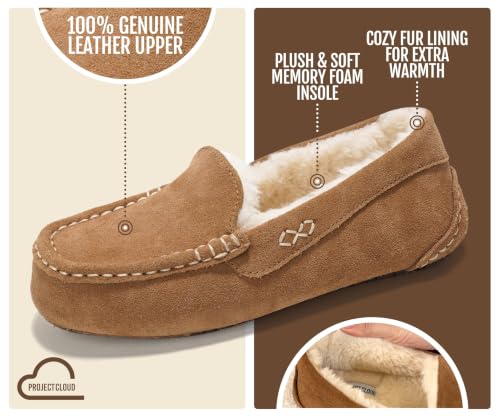 Image of 100% Genuine Leather Womens Slippers Comfortable Warm Slippers for Women