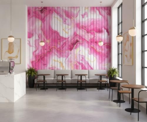 Image of Pink Gold Louvers Self-Adhesive Kitchen Wallpaper Roll, PVC 3D Wall Sticker Oil Proof, Waterproof & Washable Wallpaper for Home Decor, Living Room, Bedroom, Hotel & Cafe Walls (45x300cm)