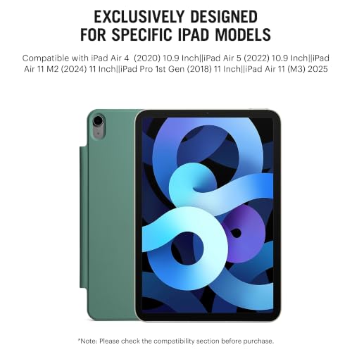 Image of DailyObjects Pleat Y-Fold Magnetic Case for iPad Air 11-Inch (M3, 2025 / M2, 2024) / iPad Air 10.9-Inch (5th Gen, 2022 / 4th Gen, 2020) / iPad Pro 11-Inch (1st Gen, 2018) - Sage Green