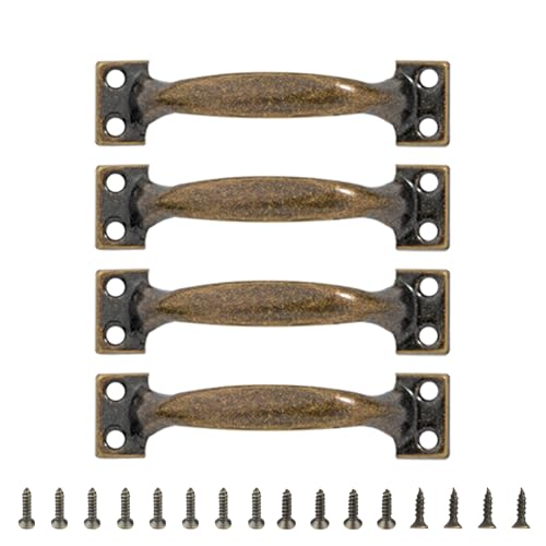 キッチンキャビネット用の4つのアイアンプルのセットガレージドアとドレッサーハンドルウッドフェンス食器棚ハンドル家具ノブドレッサー引き出しプル