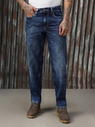 Image of High Star Men Washed Cotton Tapered Fit Mid- Rise Jeans 21