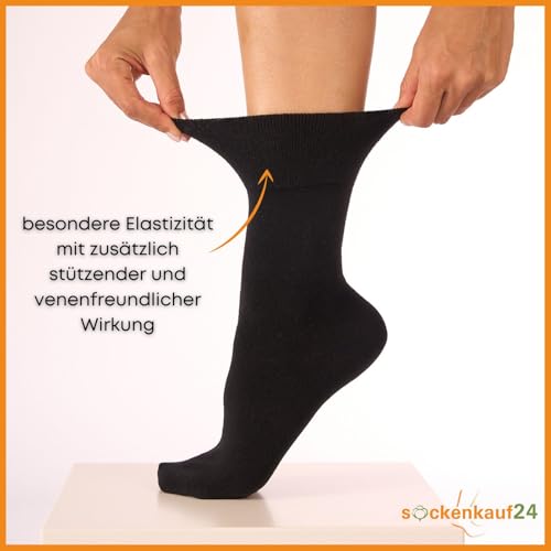 sockenkauf24 10 Paar Diabetikersocken für Herren & Damen ohne Gummibund & ohne Naht aus Baumwolle Diabetiker Socken mit Komfortbund ohne Gummi – Bild 3