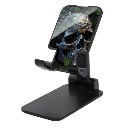 Support de téléphone pour bureau pliable motif tête de mort verte universel