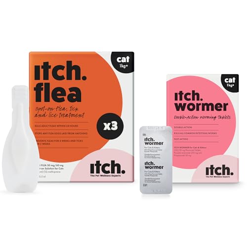 Itch Flea & Tick Treatment and Wormer Bundle for Cats
