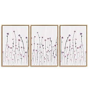 SIGNWIN 3 Piece Framed Canvas Wall Art Flower...