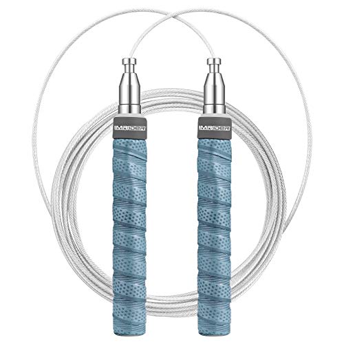 Imrider Hochgeschwindigkeits-Springseil, verwicklungsfreie Kugellagerkabelseile, selbstsichernd, verstellbares Design, rutschfeste Griffe, ideal für Outdoor-Übungen, Heimtraining Cover